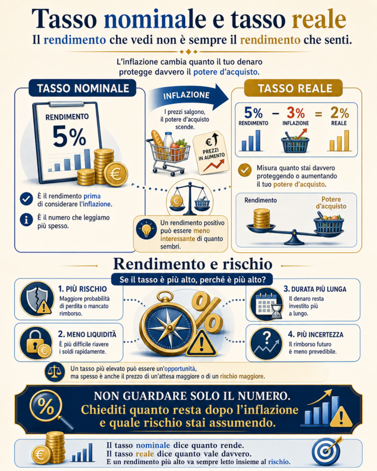 Non guardare solo il numero. Chiediti quanto resta dopo l'inflazione e quale rischio stai assumendo